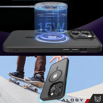 Pouzdro na iPhone 14 Pro Mag Safe Matt Case Cover matné Alogy Ring obrněné pouzdro na telefon černé