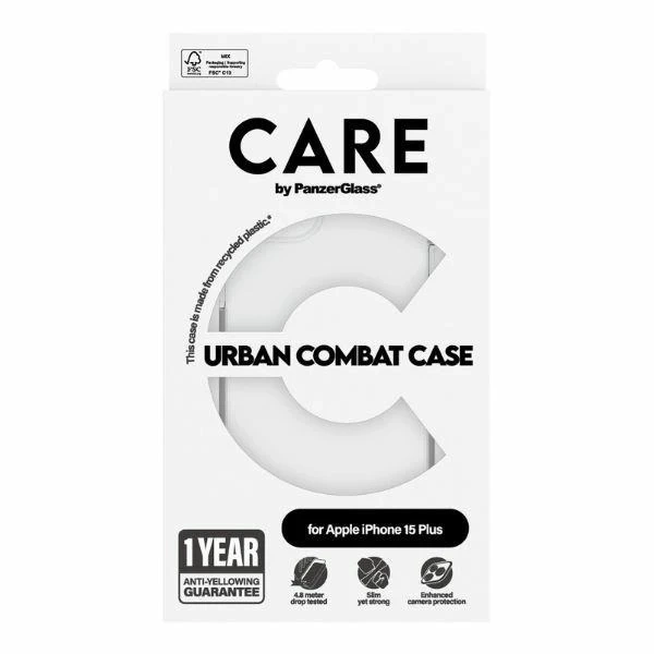 Průhledný kryt CARE by PanzerGlass Urban Combat pro iPhone 15 Plus 6,7"