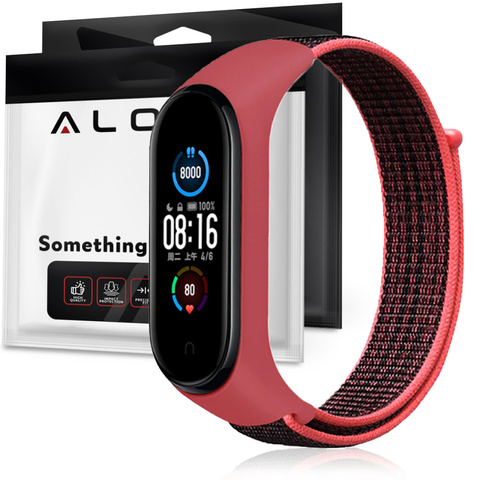 Alogy nylon strap for Xiaomi Mi Band 5/ 6/ 6 NFC Red-black
