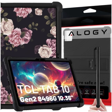 Glass Case for TCL TAB 10 Gen2 8496G 10.36" 10.4 Tablet Case Silicone Alogy Stand Case Black Free Stylus