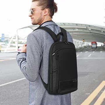 Bange wasserdichter Rucksack für 15,6-Zoll-Laptop, Stadtreisender, 45 x 30 x 16 cm, für Arbeit, Flugzeug, Herren, Damen, mit USB-Anschluss Schwarz