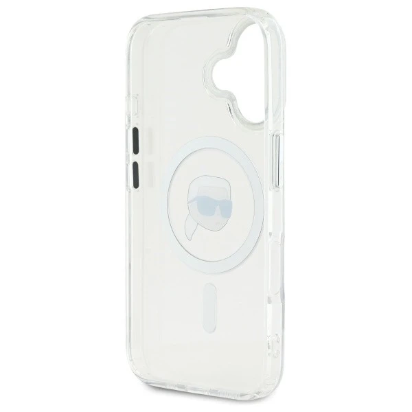 Чохол Karl Lagerfeld для iPhone 16 6.1" White MagSafe Hardcase IML Metal Karl Head