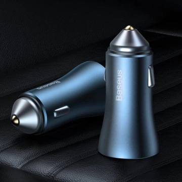 Baseus Golden Contactor Pro Fast USB Car Charger Type C / USB 40 W Power Delivery 3.0 Quick Charge 4 SCP FCP AFC USB Type C Cable - Lightning Blue (TZCCJD-03)