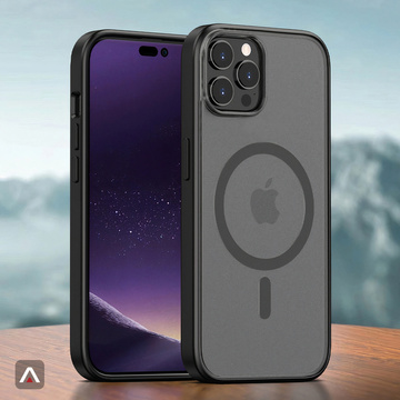 Matné pouzdro Alogy MagCase pro pouzdro MagSafe s magnetickým kroužkem pro Apple iPhone 12/ 12 Pro černé sklo