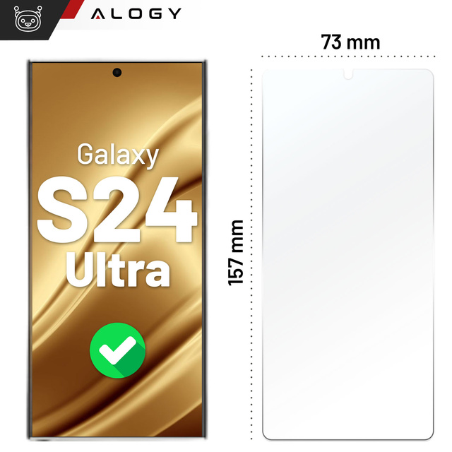 Hybridglas für Samsung Galaxy S24 Ultra Displayschutz Alogy Flexi Glass 9H Case Friendly Flachbildschirmschutz