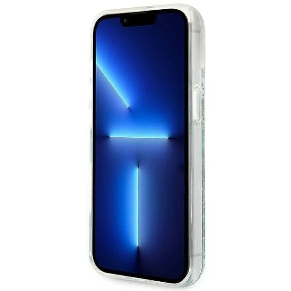 Etui Guess GUHCP14MLFLSN do Apple iPhone 14 Plus 6,7" zielonový/zelený pevný obal Flower Liquid Glitter