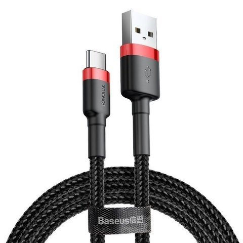 3m Baseus Cafule USB-C Typ C 2A černý a červený kabel