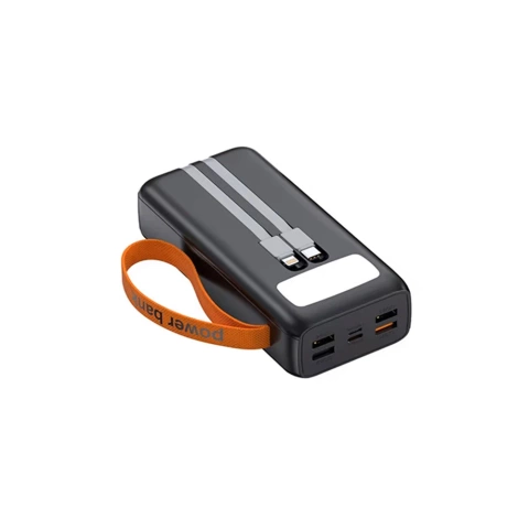 Powerbank Denmen DP31 30000mAh 4xUSB Typ-C PD Taschenlampe Schwarz