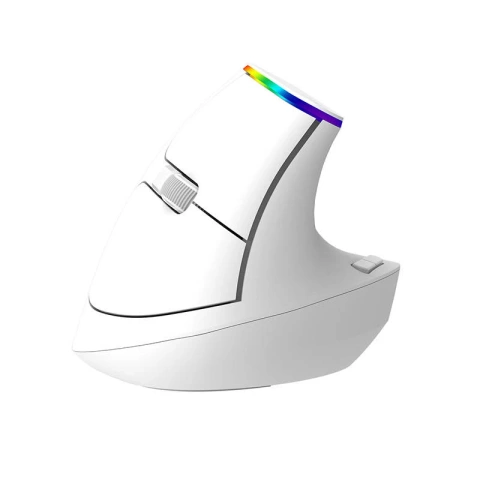Bezdrôtová vertikálna myš Delux M618C 2,4G 1600 DPI RGB (biela)