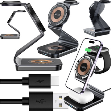 TECH-PROTECT QI15W-A29 3V1 MAGNETICKÁ BEZDRÔTOVÁ NABÍJAČKA MAGSAFE ČIERNA