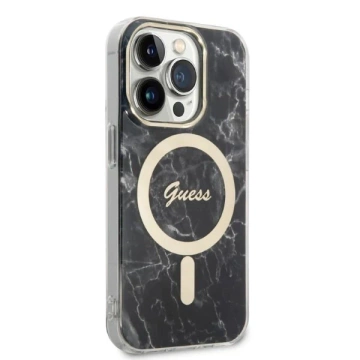 Zestaw Guess GUBPP14XHMEACSK Case Charger iPhone 14 Pro Max 6,7" černé/černé pevné pouzdro MagSafe Marble