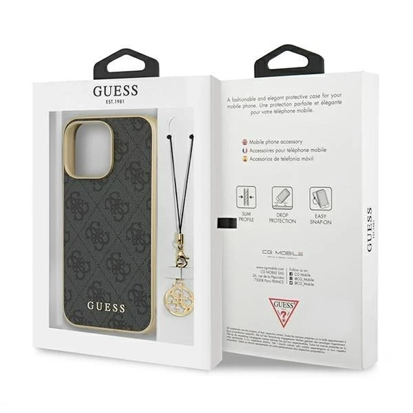 Etui Guess GUHCP13XGF4GGR pro Apple iPhone 13 Pro Max 6,7" szary/grey hardcase 4G Charms Collection