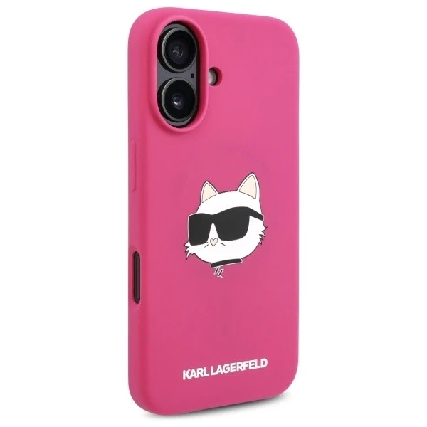 Чохол Karl Lagerfeld для iPhone 16 6.1" Pink/Fuchsia hardcase Silicone Choupette Head Print MagSafe