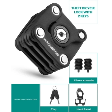 Skladací zámok na bicykel Rockbros WD795 - čierny
