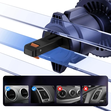 Автотримач Baseus MagPro з індуктивним зарядним пристроєм Qi2.0 15W для вентиляційного отвору - чорний