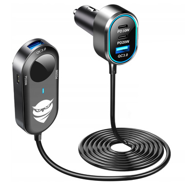 Rozbočovač nabíjačky do auta 100W silný 6xUSB pre telefón notebook tablet so 6 portami C79ACC USB-C čierny