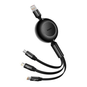 Кабель USB 3w1 Baseus Bright Mirror 3, micro USB / Lightning / USB-C, 66W / 2A, 1.1m (чорний)