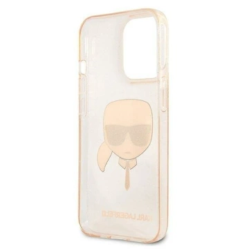 Ochranné pouzdro na telefon Karl Lagerfeld KLHCP13LKHTUGLGO pro Apple iPhone 13 Pro / 13 6,1" zlato/zlaté pevné pouzdro Glitter Karl`s Head