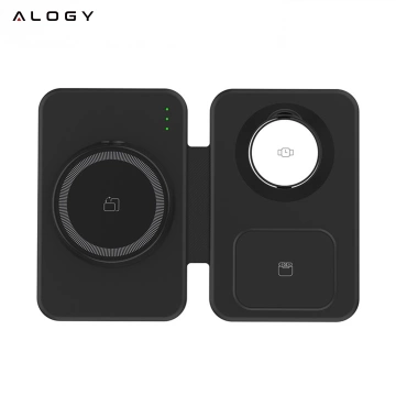 Alogy MagCharge Foldable Pro 3-in-1 Wireless Charger for MagSafe for Apple iPhone Watch AirPods Black