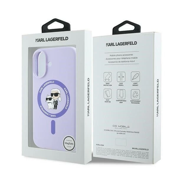 Karl Lagerfeld iPhone 16 6.1" Case Purple MagSafe Hardcase Silicone Karl