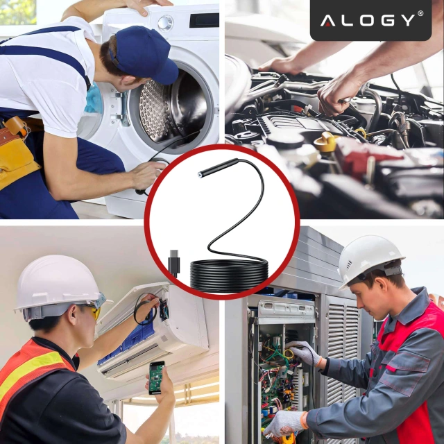 Alogy Duo Cam 1920 Full HD Lightning endoskopická inspekční kamera pro iPhone, USB-C, micro USB 3m 8mm černá