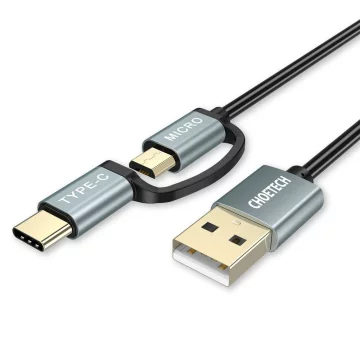Choetech 2in1 Kabel USB - USB Typ C / Micro USB 1,2m schwarz (XAC-0012-101BK)