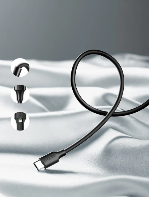 Uzelený kabel USB - USB Typ C 2 A 1 m černý (60116)