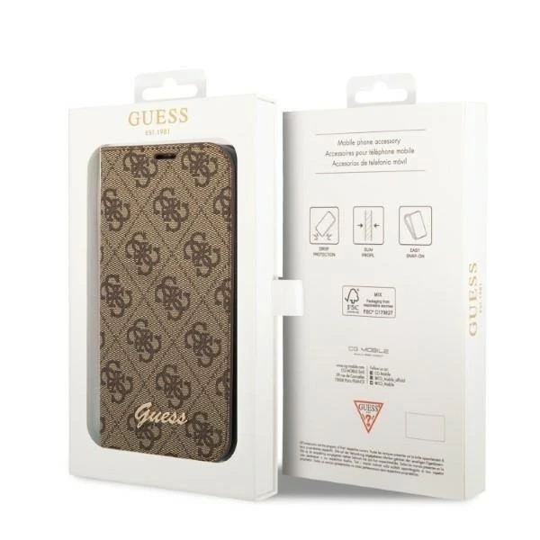 Чохол Guess GUBKP14SHG4SHW для Apple iPhone 14 6.1" коричневий/коричневий книжка 4G Vintage Gold Logo