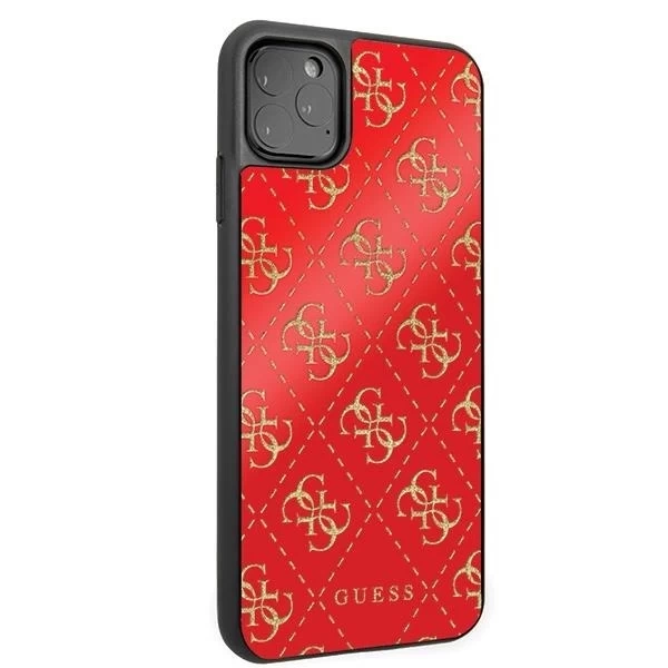 Guess GUHCN654GGPRE iPhone 11 Pro Max černé/červené pevné pouzdro 4G Double Layer Glitter