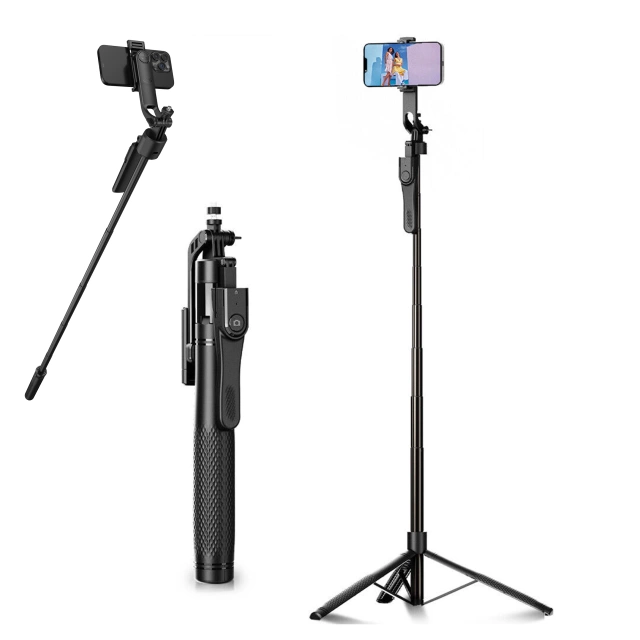 Kijek Selfie Tripod Alogy FlexPod Max z uchwytem na telefon i mocowaniem 1/4 Stabilizacja pilot Bluetooth 215cm