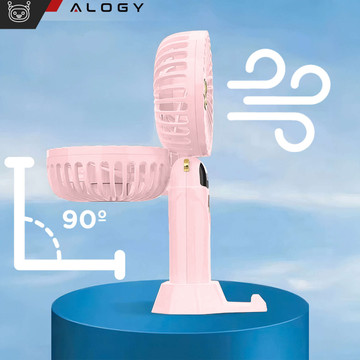 Fan fan handheld desk fan Alogy wireless portable handheld with handle pink