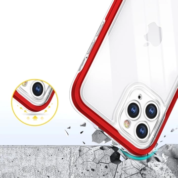 Clear 3in1 case for iPhone 11 Pro gel cover with frame red