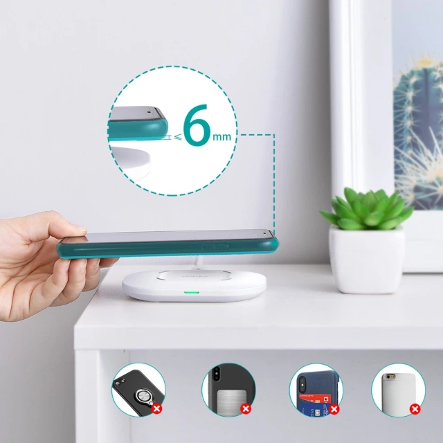 Бездротовий зарядний пристрій Choetech Qi 15W кабель USB - USB Type C 1m білий (T550-F-V2)