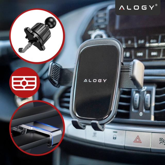 Držák telefonu do auta, okno, mřížka, kokpit, palubní deska, auto, auto, pro 7" telefon Alogy 3v1 Black Organizer