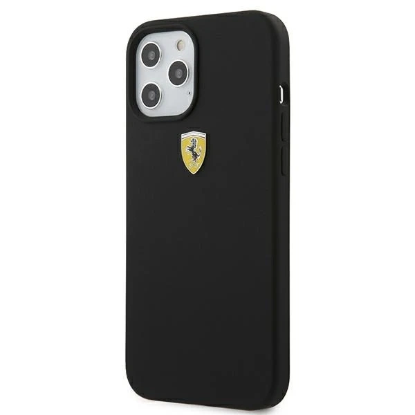 Ferrari iPhone 12 Pro Max 6.7" Hülle schwarz/schwarz Hardcase On Track Silicone