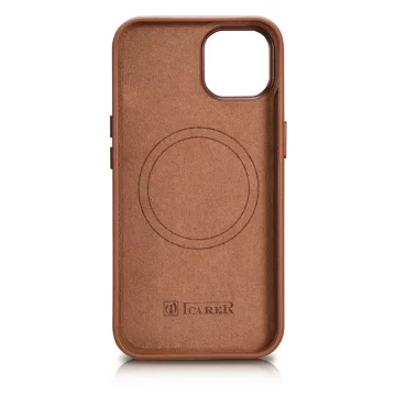 iCarer Case Lederhülle für iPhone 14 Plus braun (kompatibel mit MagSafe)