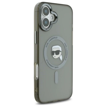 Karl Lagerfeld iPhone 16 6.1" Case Black MagSafe Hardcase IML Metal Karl Head