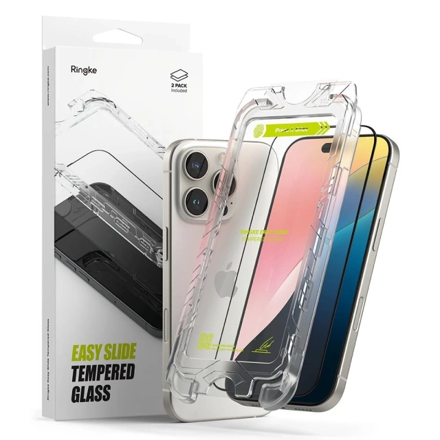 Ringke Easy Slide 2-Pack Privacy Glass iPhone 16 Pro Black