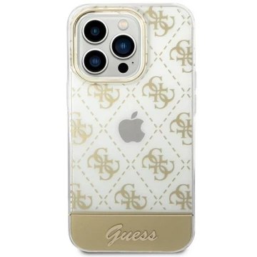 Etui Guess GUHCP14LHG4MHG do Apple iPhone 14 Pro 6,1" zlatý/zlatý pevný obal 4G Pattern Script