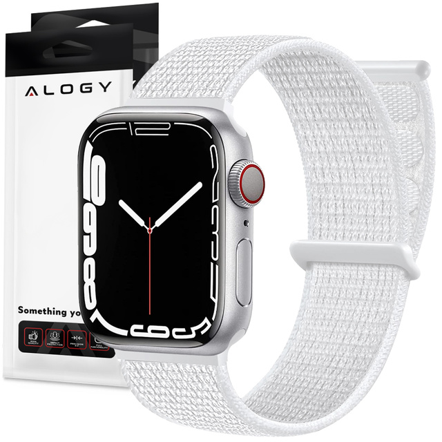 Alogy Nylon Strap with Velcro for Apple Watch 1/2/3/4/5/6/7/8/SE/Ultra (42/44/45/49mm) White