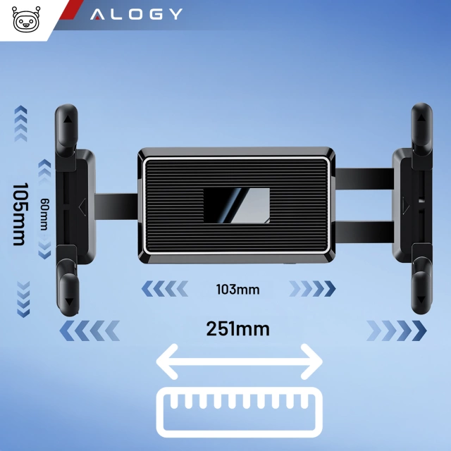 Car holder for tablet, phone 10.1" for truck bus lorry excavator car Long 43cm for windshield cockpit Alogy Black
