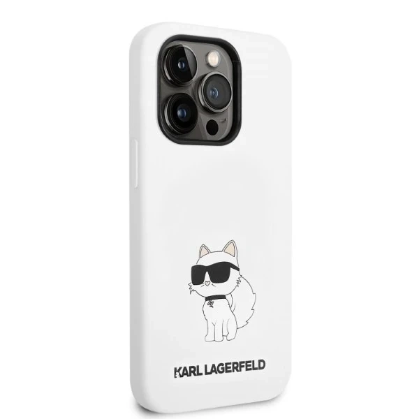 Karl Lagerfeld KLHCP14LSNCHBCH ochranný obal na telefón pre Apple iPhone 14 Pro 6,1" pevný obal bielo/biely silikónový chupette