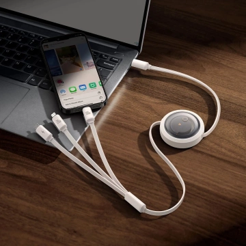Baseus Free2Draw CB000084 Cable Retractable USB-C - Lightning / USB-C / Micro USB 100W 1.1m - White