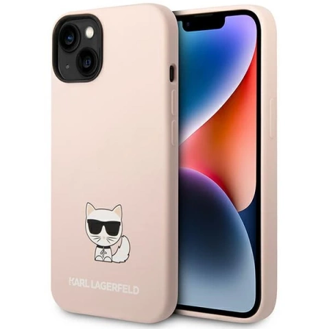 Ochranné pouzdro na telefon Karl Lagerfeld KLHCP14SSLCTPI pro Apple iPhone 14 6,1" pevný obal světle růžový/světle růžový Silikonové tělo Choupette