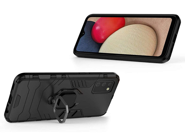 Alogy Stand Ring Armor Case für Samsung Galaxy A02s/ A03s 164 mm schwarzes Glas