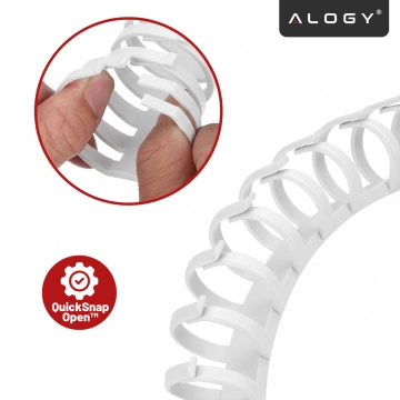 Pružinový organizér kabelů pod stůl - Flexibilní kryt pro správu kabelů 50x4 cm, samolepicí, pro organizaci kabelů - Alogy CableStrip™ bílý