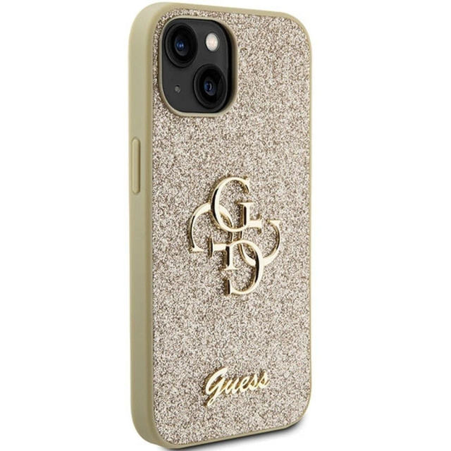 Original GUESS Hardcase GUHCP15SHG4SGD Case for iPhone 15 (Fixed Glitter Big 4G / gold)