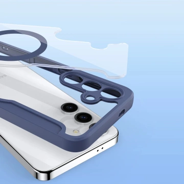 Puzdro Dux Ducis Skin X Pro pre Samsung S24 s magnetickým krúžkom a chlopňou - modré