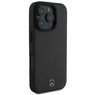 Etui Mercedes do iPhone 16 Pro Max 6.9" Czarne MagSafe Hardcase Textured And Plain Leather