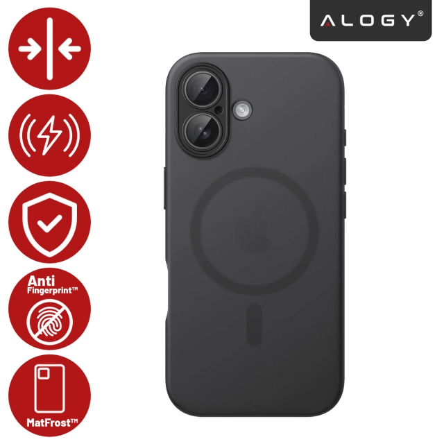 Чохол для Apple iPhone 16 Pro Max Alogy MagSafe Hybrid Matte Case Matte Cover with Lens Protection Black